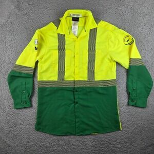 Waste Management Button Up Shirt Mens Medium High Vis Long Sleeve Golf